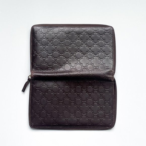 Comme des Garcons Brown Leather Embossed Zip-around Travel Wallet - Picture 3 of 3